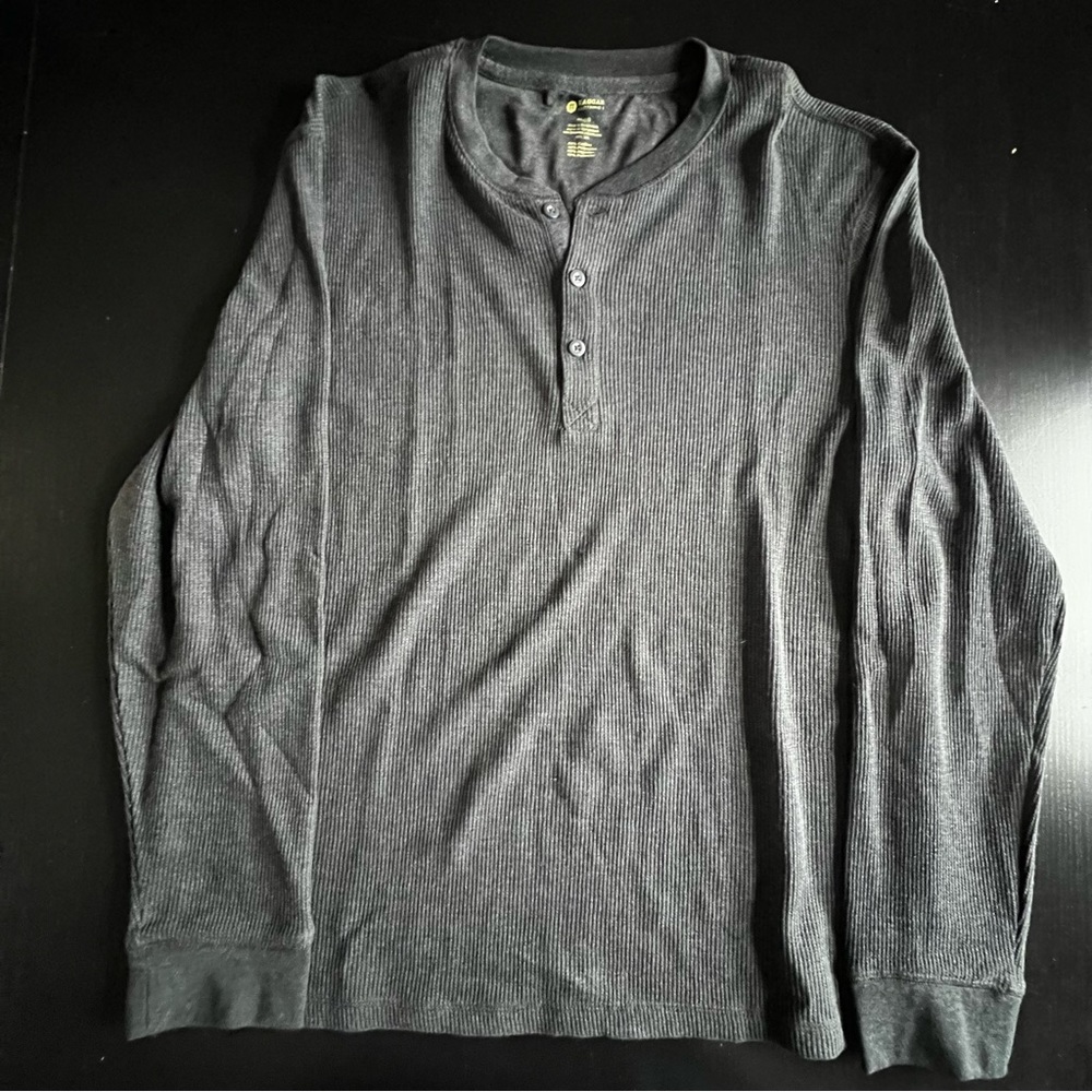 Haggar Mens Gray Long Sleeve Henley Shirt - XXL